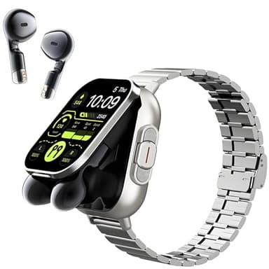 Montre Intelligente avec écouteurs, écran HD 2,01 pour Hommes et Femmes, Tracker d'activité étanche IP67, 100 + Mode Sport, Moniteur de Sommeil Fréquence Cardiaque,Podomètre pour Android et iOS,Argent