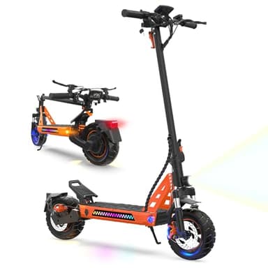 VELOFLOW Trottinette électrique, Pneu Tout-Terrain de 10 Pouces, Moteur Puissant de 500W, 6/10/15/25 km/h, autonomie de 45 km, Batterie de Grande capacité de 13 Ah, Triple Amortisseur à Ressort