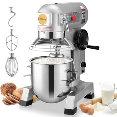 VEVOR Robot Pâtissier Commercial 18,7 L, Batteur sur Socle avec 3 Vitesses Réglables, Mixeur à Pâte 1100 W avec Bol en Inox et 3 Accessoires de Mélange, pour Restaurant, Boulangerie, Pâtisserie, Café