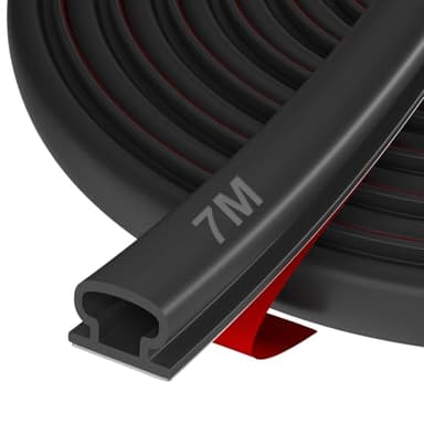 Hzetuu Joint de Porte Autocollant en Caoutchouc - Bande d'Étanchéité avec Isolation Phonique, Efficacité Énergétique, Résistance aux Intempéries, pour Fenêtres, Portes d'Entrée & Intérieurs, 7m Noir