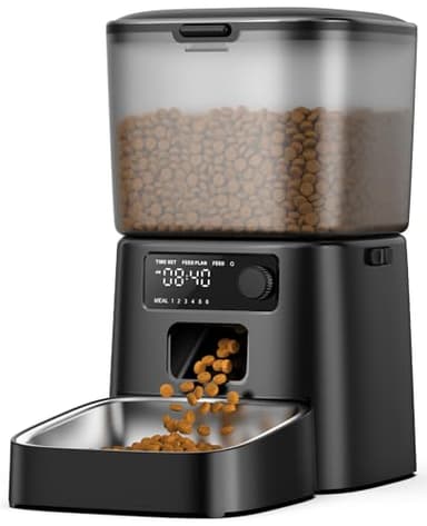 oneisall Distributeur Croquettes Chat Automatique, 3.5L Distributeur Croquettes Chat, Mangeoire de Nourriture, Gamelle Automatique pour Chien, 1-6 Repas par Jour (3.5L Standard)