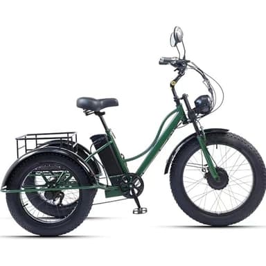 DHsdlpLU Tricycle éLectrique Pliable 24" pour Adulte et Personnes âgées Capacité De Charge 200 Kg Hauteur RéGlable SièGe Souple en PP pour Les achats Lourds C