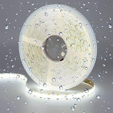 GOMING 24V 10M Double Rangée COB Ruban LED Blanc Froid 6000K IP65 étanche 600LED/M CRI 93+ Haute Luminosité 20000lm Flexible Découpable Bande LED pour Maison Chambre Décorer(Sans Alimentation)