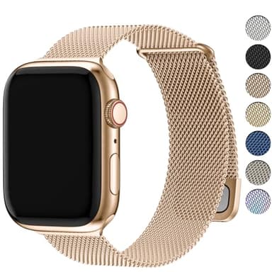 Fullmosa Compatible avec Bracelet Apple Watch Serie 11/10 42mm, Se 3/2/1 Series 6/5/4 40mm,Series 9/8/7 41mm, S3/2/1 38mm pour Femmes Hommes Boucle Milanaise en acier inoxydable, Or Rose