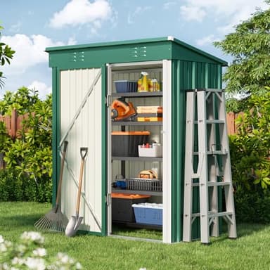 Bealife Abri de Jardin en Métal Abri à Outils, Abri à Outils en Acier Galvanisé, Abri de Rangement Extérieur Maison de Jardin 180x162x95 cm pour Pelouse de Patio d'arrière-Cour (Vert)