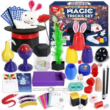 DINORUN Magie Jeux Enfant-Coffret Magie Enfant avec Chapeau Magique & Baguette Magique & Instructions pour Enfants, Cadeaux Enfant 6 7 8 9 10 11 12 Ans