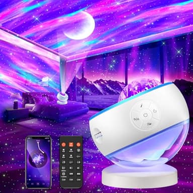 One Fire Projecteur Ciel Etoile, 300 Modes Projecteur Galaxie Lampe Aurore BoréAle, 15 Bruit Blanc+Bluetooth Lampe Ambiance Lumiere Chambre Projecteur LED Chambre, Veilleuse Enfant Decoration Maison