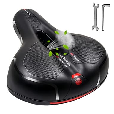 MSDADA Selle de Vélo Large Imperméable - Siège Confortable pour Hommes et Femmes - Compatible VTT, Route, Ville et Spinning - Mousse Douce et Bande Réfléchissante