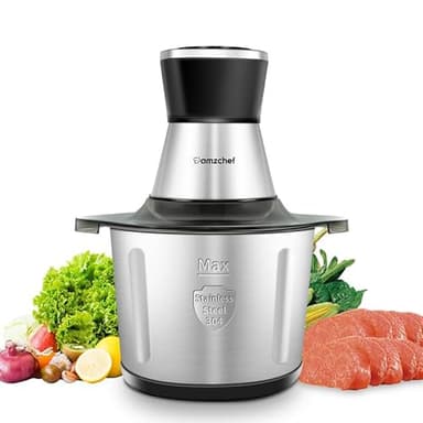 Hachoir a viande-AMZCHEF-3L hachoir électrique avec bol en acier inoxydable,mini 500W avec 2 vitesses,Hachoir à viande à 6 lames pour hacher la viande, les oignons, les fruits et les légumes