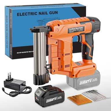 blayram Agrafeuse électrique 2 en 1 Cloueuse Electrique Sans Fil avec 1 batterie de 4,0 Ah, 800 clous et 800 agrafes pour le bois, le bricolage et le rembourrage