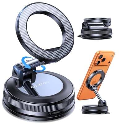 Coolpow Support Telephone Voiture Magsafe [Ventouse Nano Gel Vide & Super Magnetique] Porte Telephone Voiture Aimanté Pare-Brise/Tableau de Bord,360°Portable Accessoire Voiture pour iPhone/Smartphone