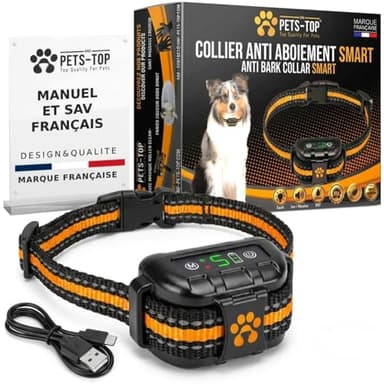 One PETS-TOP Collier Anti Aboiement Chien - Collier Anti Aboiement pour Chien à Simulation Electrostatique Douce, Vibrant, Sonore - IP67, Convient aux Gros et Petits Chiens - Ideal pour Le Dressage