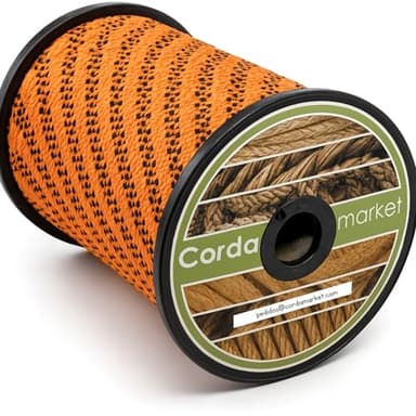 CORDAMARKET 8 mm Corde drisse Mixte Adulte, Orange Fluor, 50 m