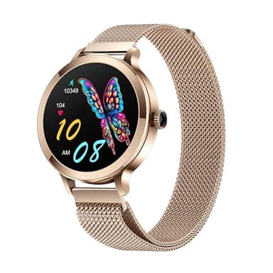 Thafikzi Montres Connectées Femme avec Tension Artérielle/Réponse aux Appels/Rythme Cardiaque/Pas/Sommeil/Multisports/Étanche IP68, Tracker Fitness 1,19" pour iOS Android (Doré)