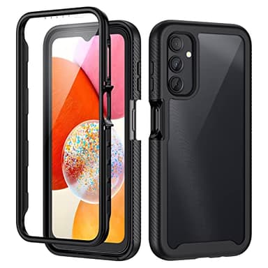 seacosmo Coque pour Samsung A14, Coque Galaxy A14 Antichoc Housse avec Protecteur d'écran, 360° Protection Étui Bumper Portable Robuste Intégrale Case Etui Coque pour Samsung Galaxy A14 4G/5G- Noir