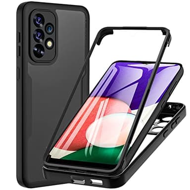 Hensinple Coque pour Samsung Galaxy A53, Samsung A53 Coque avec Protection D'écran, 360 integrale Antichoc Anti-Rayures Protection Case Etui Housse pour Samsung Galaxy A53 5G (Noir)