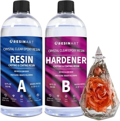 EPRESINART Resine Epoxy Transparente et Durcisseur, 1064ml Non Toxique 1: 1 Kit Resine Epoxy Complet Débutant pour Bijoux Moule Table Créations Artistiques