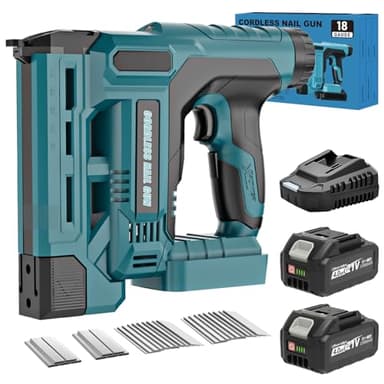 SINGTIP Cloueuse Electrique Sans Fil pour Makk-ita 18V Batterie, Upgrade 18GA 2 en 1 Agrafeuse Electrique avec 2 Batteries 4,0 Ah et 1 000 Clous/Agrafes, 6 Réglages de Profondeur pour Travail du Bois