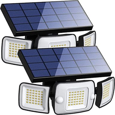 intelamp Lampe Solaire Exterieur 6000mAh Lumière Solaire Extérieure avec Détecteur de Mouvement 1200LM IP65 Eclairage Exerieur Solaire Projecteur LED de Sécurité Eclairage Mural d'extérieur