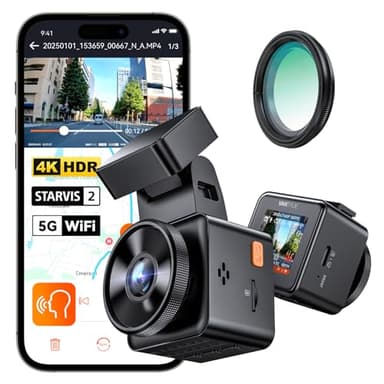 VANTRUE E1 Pro 4K HDR STARVIS 2 Dashcam Voiture Avant, Mini Caméra Embarquée Caché 5Ghz WiFi GPS avec CPL, Contrôle Vocale Français, 160°Mode Parking 15s Pré-Enregistrement, Vision Nocturne Max 1 to