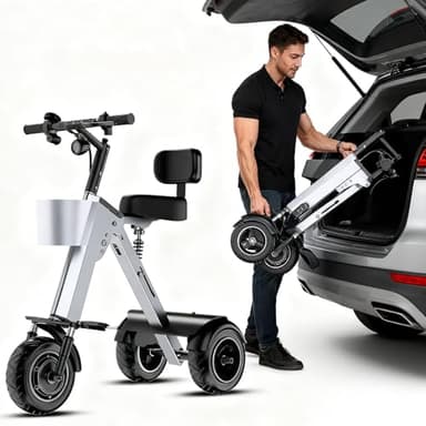 UIBAO Scooter électrique à 3 Roues & Pliable - Moto électrique Adulte Léère,3 Vitesses Et Assistance Mobilité pour Seniors,avec Moteur De 450 W,Batterie Amovible 36V
