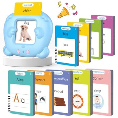 510 Mots Cartes Flash Parlantes Montessori Français Cartes éducatives pour Enfants Talking Flash Cards 255 Feuilles de 3+ Ans Jouets éducatifs Cadeaux d'anniversaire pour Enfants(Français Bleu 510)