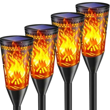 FIFlying Lumiere Solaire Exterieur, 10 Pack 12 LED, Lampe Solaire Jardin Avec Effet de Flamme RéAliste, éTanche Ip65, Convient Pour Jardin, Terrasse, Pelouse, Balcon, Chemin, Parterre de Fleurs