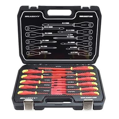 HASKYY 11 pcs 1000V jeu de tournevis d'électricien jeu d'outils Phillips CROSS + SLOT Lame acier chrome-vanadium