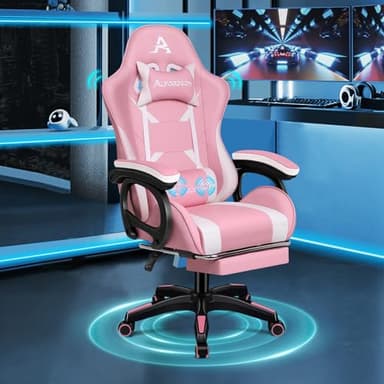 ALFORDSON Chaise Gaming Fauteuil Gamer, Chaise de Bureau Ergonomique avec Massant 2 Points, Repose Pied, Réglable Appui-tête Support Lombaire, Dossier Haut, Dossier Inclinable à 150°,Rosa
