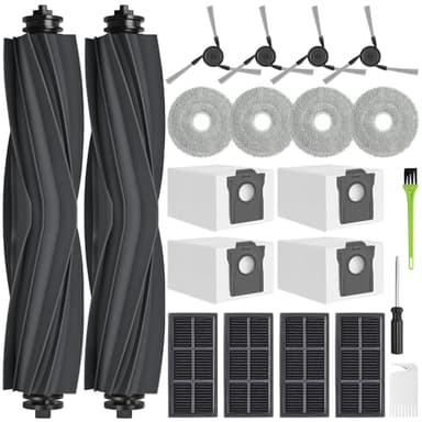 DrRobor Pièces de Rechange pour Dreame L10s Ultra Gen 3, X40 Ultra (Complete), L40 Ultra, Mova P50 Pro Ultra, 2 Brosses Principales, 4 Sacs à Poussière, 4 Filtres, 4 Brosses Latérales, 4 Serpillères