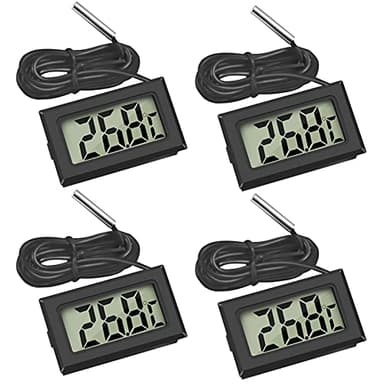 Thlevel Mini Thermomètre Numérique avec Sonde Externe Imperméable pour Réfrigérateur Congélateur Aquarium 4 Pièces
