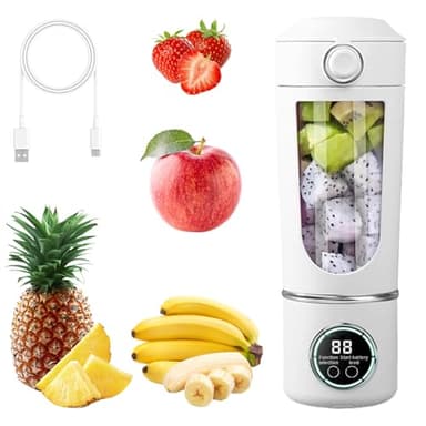Mixeur portable, 700 ml Maker to Go Mini-blender avec 12 lames en acier inoxydable, blender portable rechargeable par USB avec couvercle de voyage BPA-free pour smoothies et shakes - Voyage, bureau