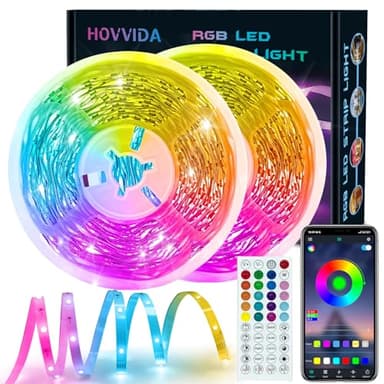HOVVIDA Ruban LED 30M, 30 LED/Mètre, 2x15M, 24V RVB Bande LED, 900 LED, APP et Télécommande, Synchronisation de la Musique, Mode Minuterie, pour Chambre, Salle de Jeux, Fête, Festival