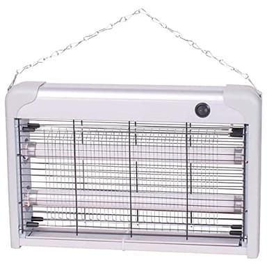 Bakaji Moustiquaire électrique 20 W Slim gain de place anti-moustiques, 2 lampes 10 W UV LED électroinsecticide anti-moustiques avec chaîne et pieds, dimensions 39 x 26 x 6 cm (20 Watts)