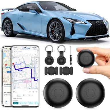 Traceur GPS pour véhicules, 2 Pack Air Tracker Android et iOS, Tracker de Voiture Magnétique étanche Smart Air Traceur GPS Localisateur D’Objets Bluetooth Tracker GPS pour Valises (Noir, 2 Pack)