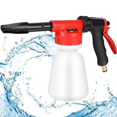 XFLYP Mousse Gun, 1L Pulvérisateur à Mousse, Pistolet de Pulvérisation Réglable pour Distributeur de Savon Connecté au Tuyau D'arrosage Universel, pour la Tuyau Arrosage, le Lavage de la Voiture
