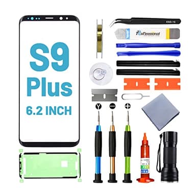 Tpyag Écran Avant pour Samsung Galaxy S9 Plus 6,2", kit de réparation avec Colle imperméable (Pas LCD ni numériseur Tactile)