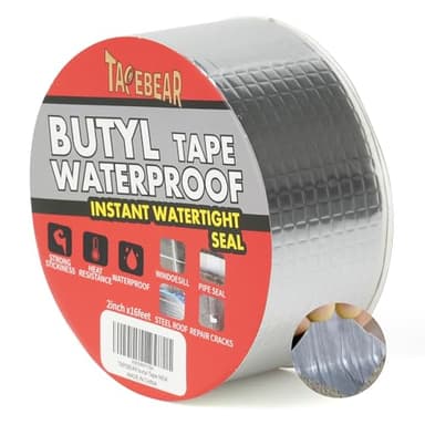 TAPEBEAR Butyle en Étanche Ruban 50mm x 5m, Adhésif Ruban Butyle Correctifs Imperméables de Réparation pour fuite de toit, fissure de surface, écart de rebord de fenêtre, rupture de tuyau