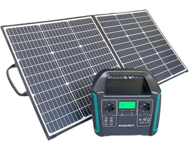 SWAREY Generateur Electrique Portable 1000W avec Panneaux Solaires Pliables 100W Groupe Electrogene Silencieux Solaire kit