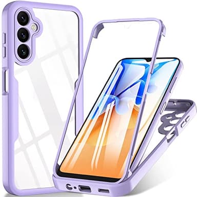 Hensinple pour Coque Samsung A14 4G/5G, Coque Samsung Galaxy A14 avec Protection d'écran 360° Antichoc Intégrale Complète Double Face Bumper Housse pour Samsung A14 4G/5G -Violet