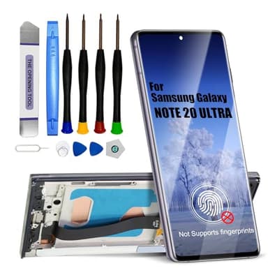 DTD Écran Tactile de Rechange pour Samsung Galaxy Note 20 Ultra LCD avec Outils (Noir avec Cadre, sans Reconnaissance d'empreintes digitales)