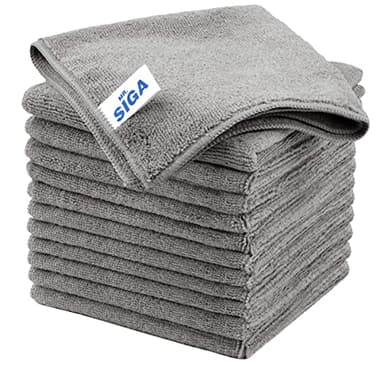 MR.SIGA Lot de 12 Chiffons de Nettoyage, Serviettes en Microfibre Tout Usage, Torchon de Nettoyage, Taille 32 x 32 cm, Gris