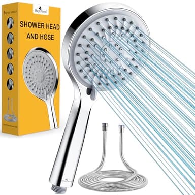 Magichome Pommeau de douche haute pression et tuyau, pommeau de douche à 5 modes de pulvérisation avec tuyau de 1,5 m