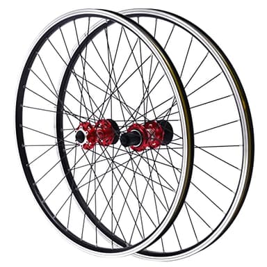 ROGONPDK Jeu de roues de vélo 29 pour VTT avant et arrière avec 2 leviers de serrage rapide, noires, rouges, capacité de poids : 200 kg