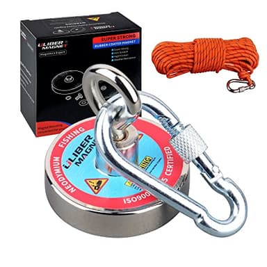 Ulibermagnet aimant néodyme puissant de 100 kg avec corde en nylon de 10 m pour la pêche magnétique, le recyclage, la chasse au Trésor en rivière, en lac