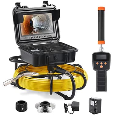 VEVOR Caméra Inspection Canalisation Localisateur 512 Hz Endoscope Drain 50 m Écran 9'' Enregistreur DVR Étanche IP68 12 LED Réglables Carte SD 16 Go pour Conduit Égout Maison Plomberie Tuyaux Vidange