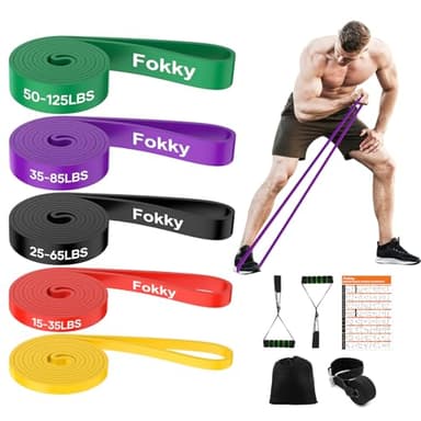 Fokky Bande Elastique Musculation, Élastique Musculation avec 5 Niveaux Différents, Elastique Sport et Poignées, Ancrage de Porte, Sac de Transport, Idéal pour Yoga Pilates Fitness Crossfit