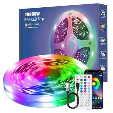 TK99SW Ruban LED 7M, avec télécommande APP, Synchroniser avec Rythme de Musique/Fonction de Minuterie, pour Décoration, Mariage, Chambre, Fête