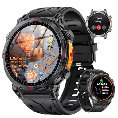 Rmana Montre Connectée Homme avec GPS, 1.6'' Amoled Écran avec Appels Bluetooth, ChatGPT, Cadran IA, 100+ Modes Sportifs, Fréquence Cardiaque, Moniteur de Sommeil pour Android et iOS
