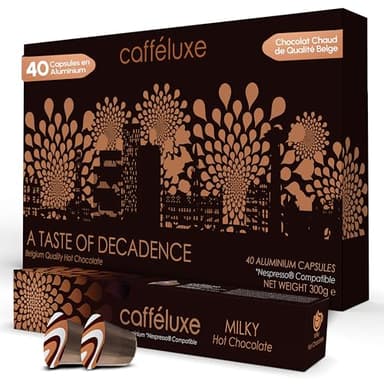 Cafféluxe A Taste of Decadence Dosette Chocolat Chaud – Mélange Parfait Onctueux et Crémeux 40 Capsules – Inspirées du Chocolat Belge